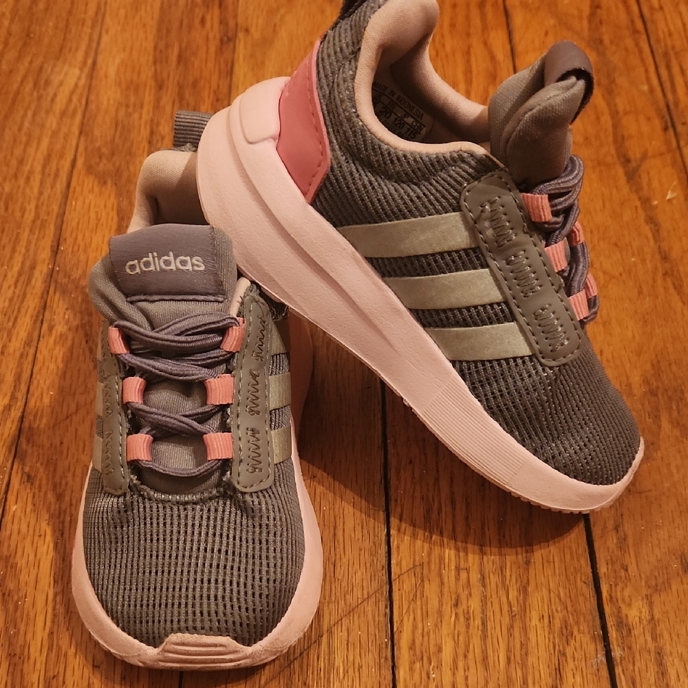 Great Used Condition Adidas Kids Sneakers in Gray/Pink 5 Toddler